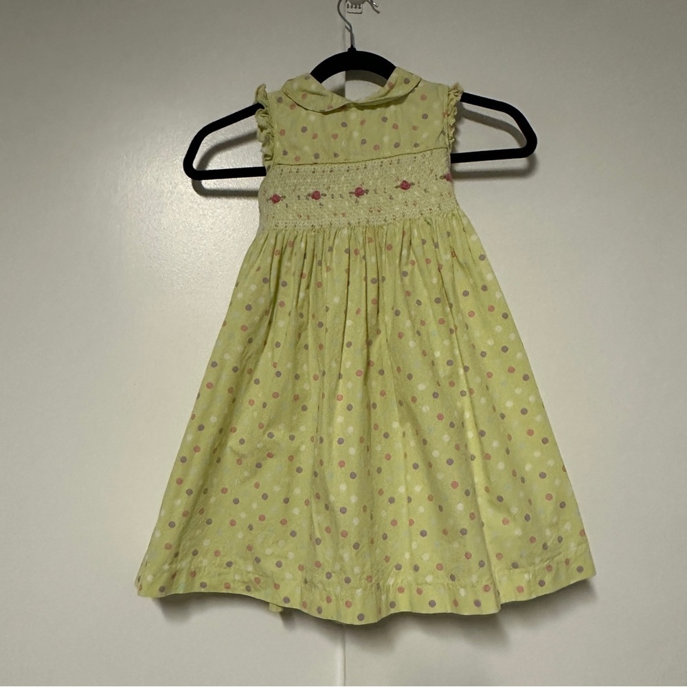 Laura Ashley Smocked Lime green floral print Dress Size 4